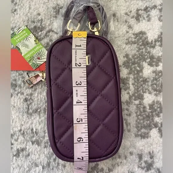 Badgley Mischka Diamond Quilted Oval Crossbody Phone Case in Plum NWT - Picture 11 of 11